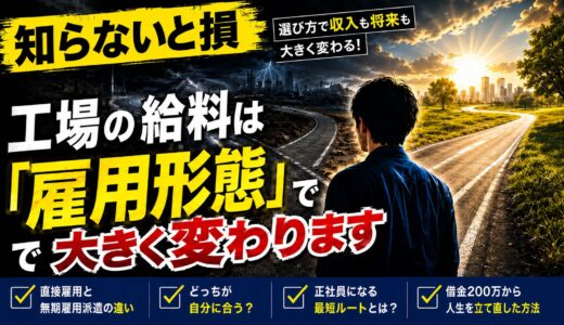 【知らないと損する】あなただけの「特性」と工場の「雇用形態」で人生は大きく変わります。