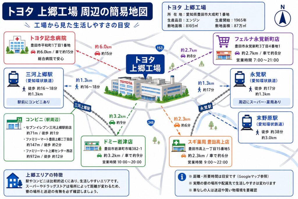トヨタ上郷工場周辺マップ